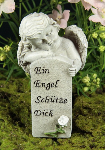 Grabengel mit Stein kaufen | Inschrift "Ein Engel schütze Dich" |